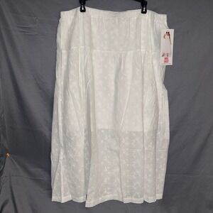 Celebrity Pink Womens XXXL White Eyelet Floral Midi Skirt Elastic Waist 3XL